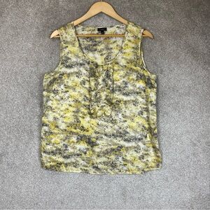 Talbots Tank Top Womens 14 Yellow Cotton Sleeveless Side Zip Ruffle Front- 3424*